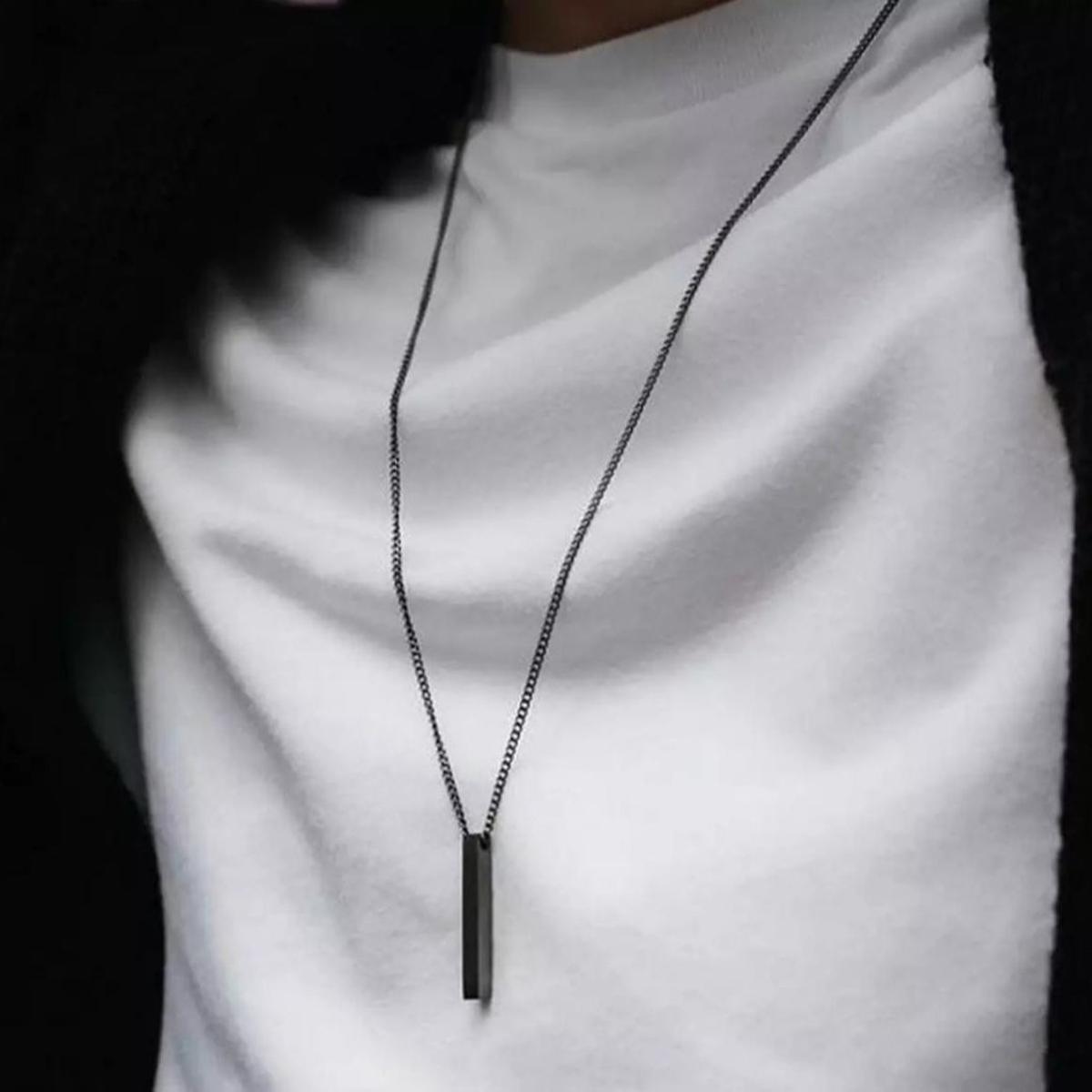 Black Luxury Bar Pendant Necklace