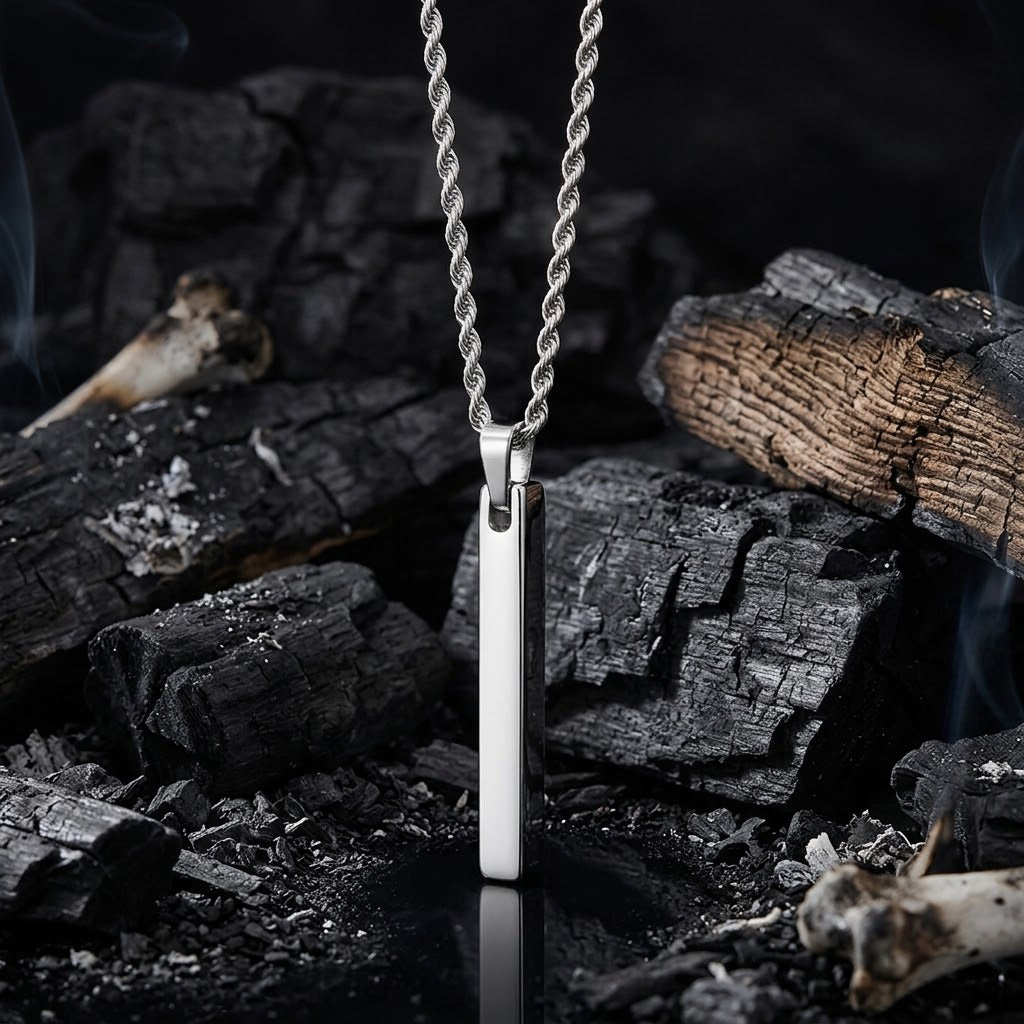 Silver Luxury Bar Pendant Neckklace