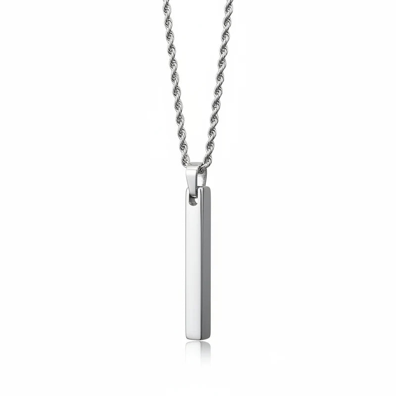 Silver Luxury Bar Pendant Neckklace
