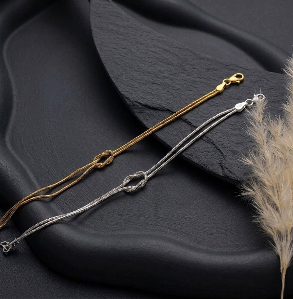 Couples Love Knot Bracelets ( Pack of Golden and Silver )