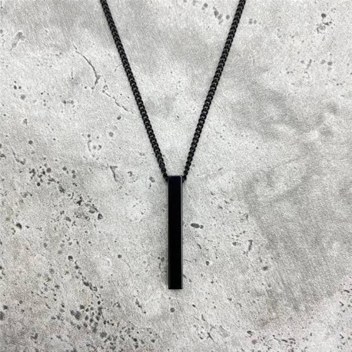 Black Luxury Bar Pendant Necklace