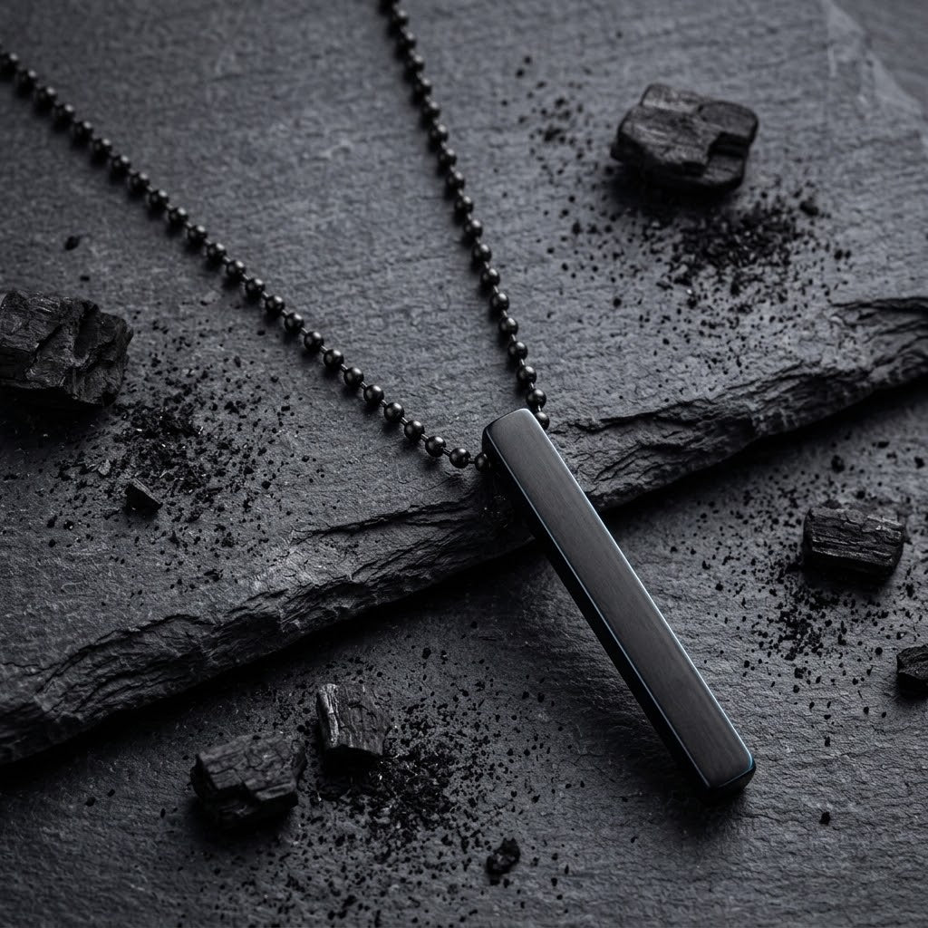 Black Luxury Bar Pendant Necklace