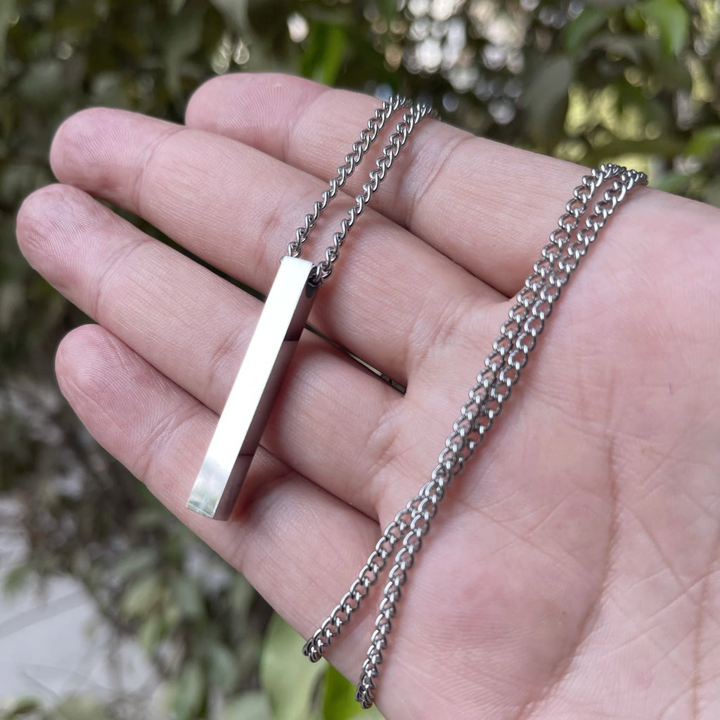 Silver Luxury Bar Pendant Neckklace