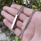 Silver Luxury Bar Pendant Neckklace
