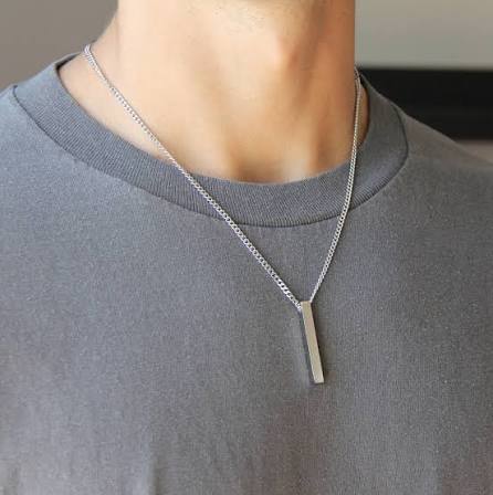 Silver Luxury Bar Pendant Neckklace