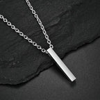 Silver Luxury Bar Pendant Neckklace