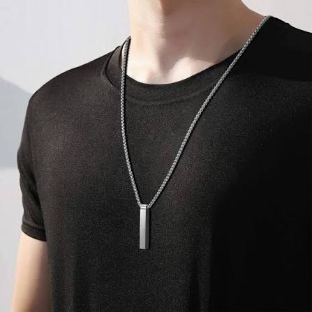 Silver Luxury Bar Pendant Neckklace