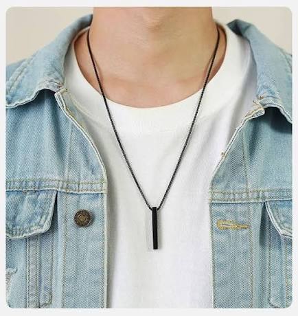 Black Luxury Bar Pendant Necklace
