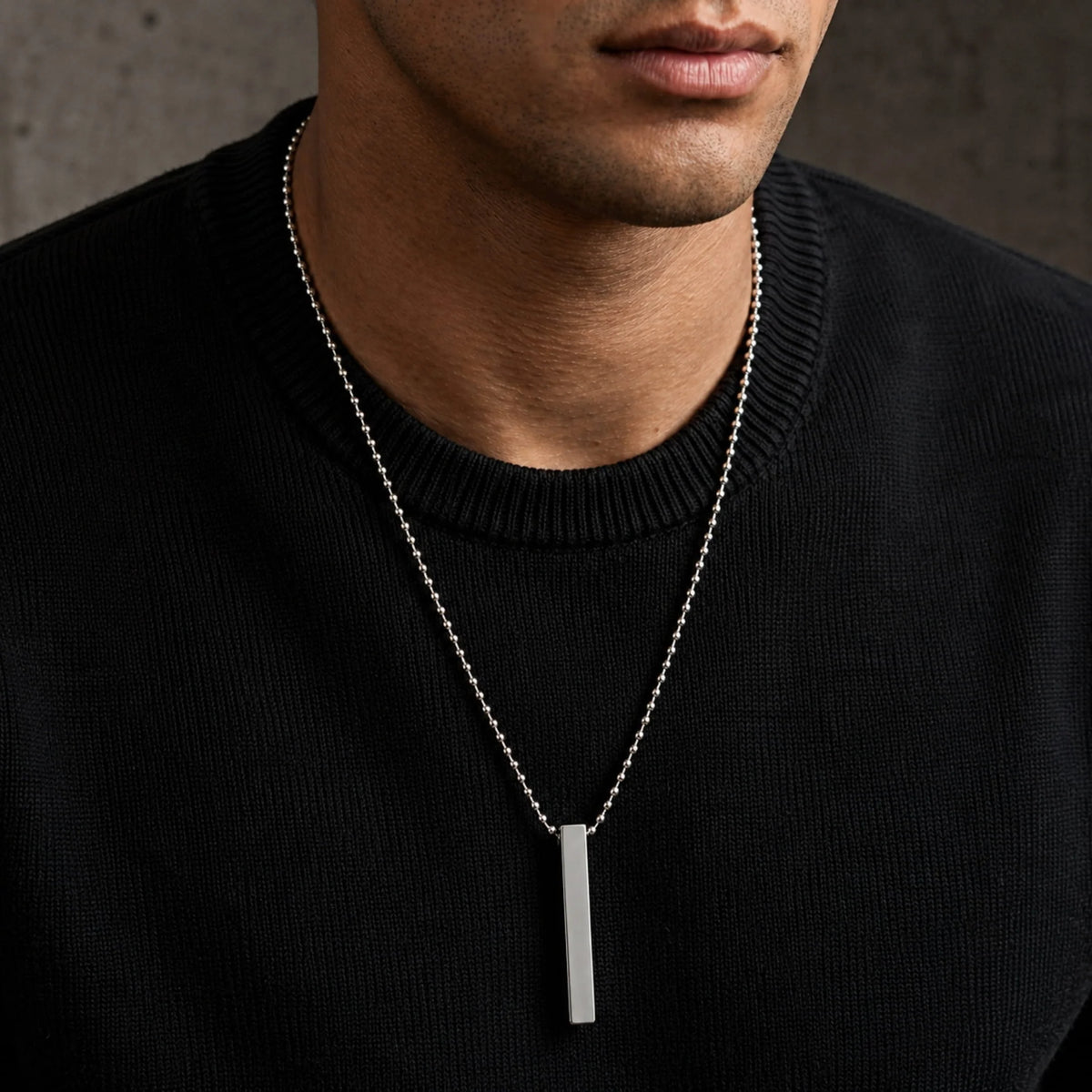 Silver Luxury Bar Pendant Neckklace